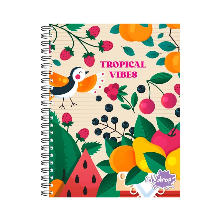 Cuaderno con Espiral Inkdrop Lovely Tapa Dura A5 16x21 100 Hojas Rayadas Art.57226